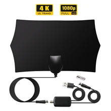 Внутренняя 80 миля цифровая HDAntenna tv 25DB чистая ТВ антенна с усилителем сигнала Поддержка всех телевидения 13ft коаксиальный кабель