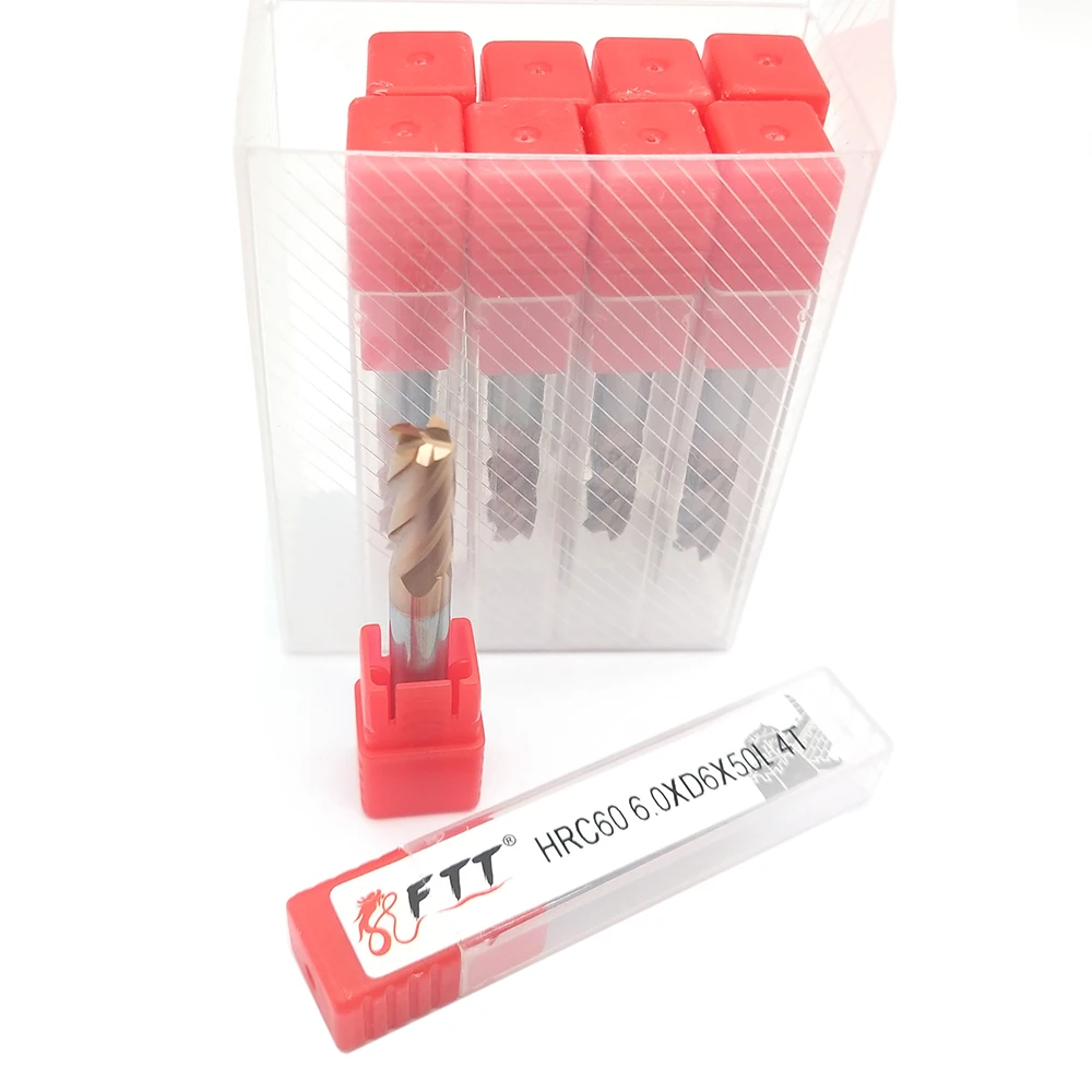 10PCS Endmill Flauta 4 HRC60 6MM D6X15XD6X50L