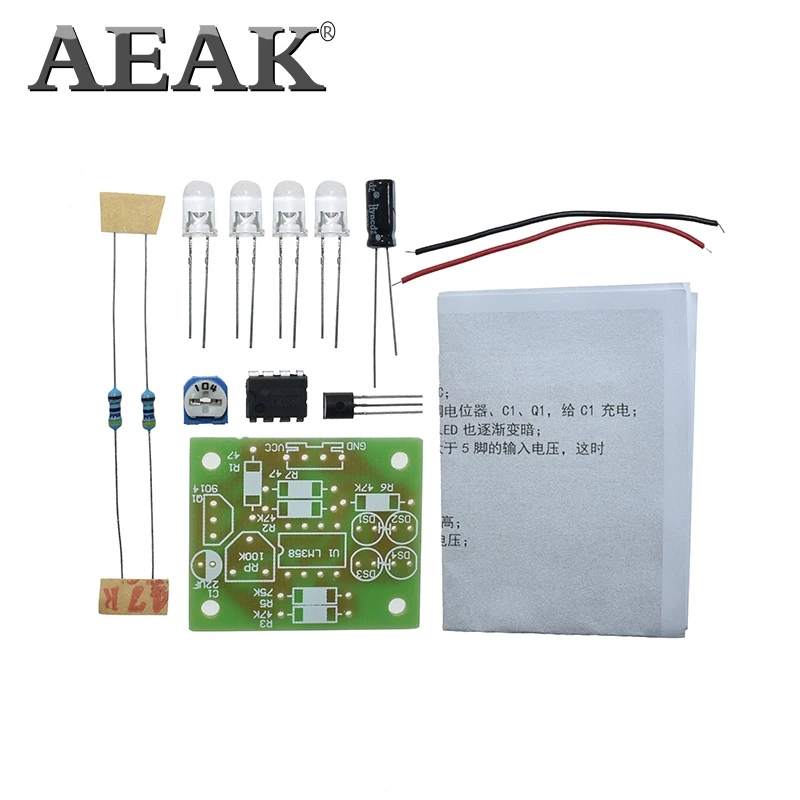 AEAK LM358 светодиодный светильник для дыхания, электронный производственный набор, электронные наборы, детали для самостоятельной сборки, дыхательный светильник, diy набор, PCB лаборатория