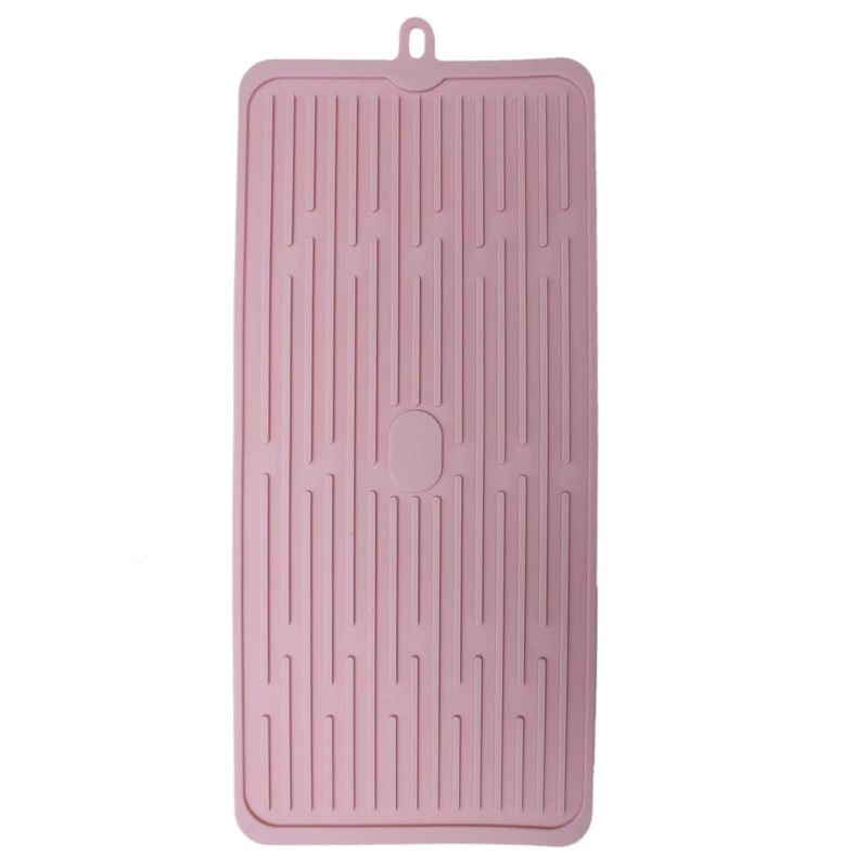 Pink Бар силиконовый сливной коврик для сушки посуды кухонный толстый счетчик глубокие канавки сухой воды стекло сливной коврик тампон де силикон - Цвет: Pink