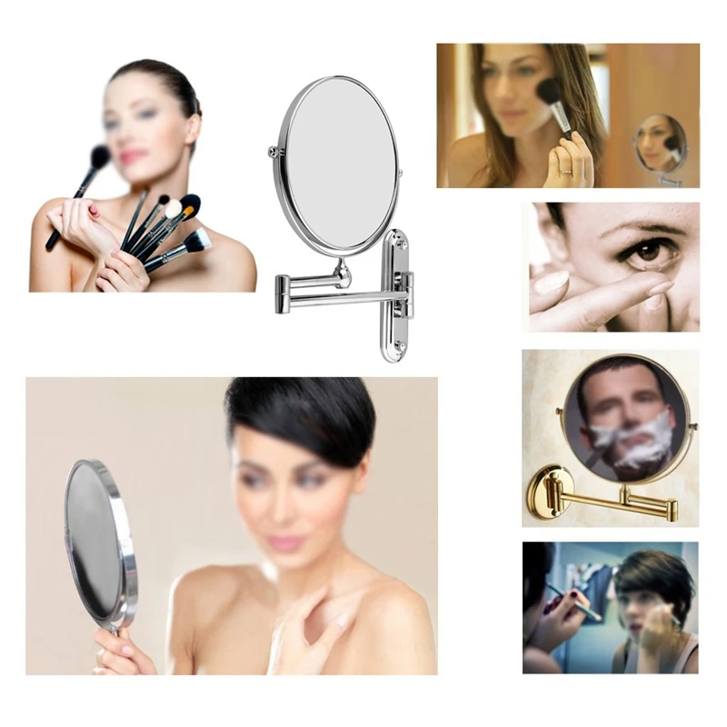 Silver Extending 8 inches cosmetic wall mounted make up mirror shaving bathroom mirror 3x Magnification Silver Extending 8 inches cosmetic wall mounted make up mirror shaving bathroom mirror 3x Magnification