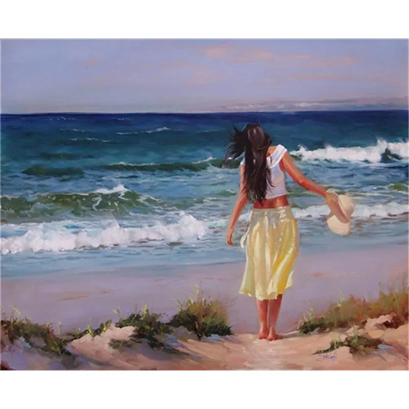 

BAISITE DIY Painting By Numbers Hand Painted Canvas Figure Painting Wall Picture Art For Living Room Home Decoration OTG6260