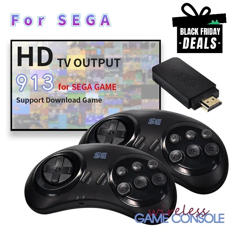 16-битная MD Беспроводная консоль DATA FROG для Sega Genesis Game Stick HDMI-совместима с 900 + играми