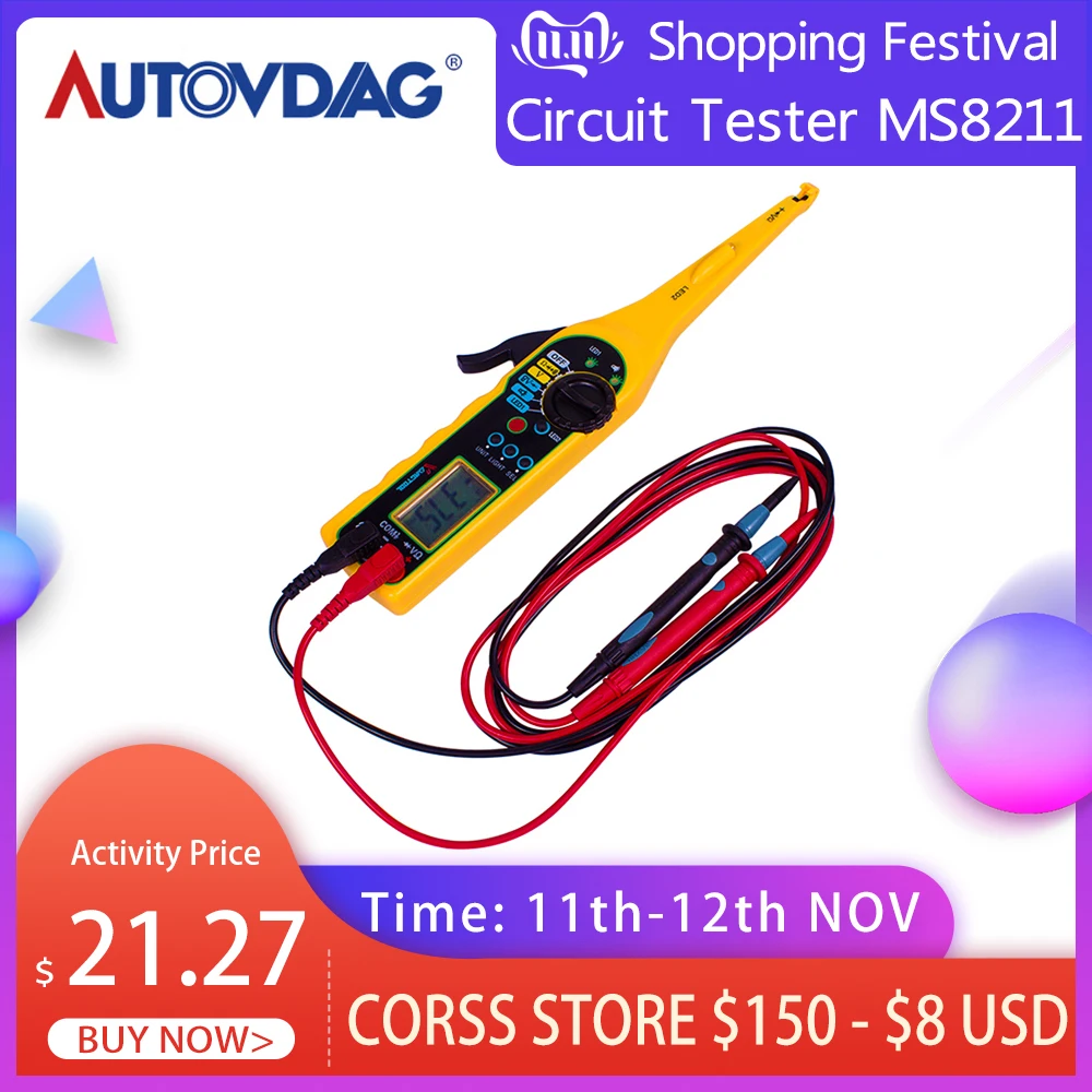 £16.90 Multi Function Circuit Tester Ms8211 Multimeter Diagnostic Tool 0v 380v Voltage Multimeter Lamp