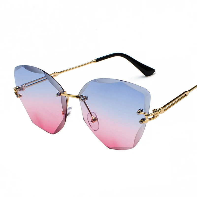XaYbZc дизайн, модные женские солнцезащитные очки,, без оправы, женские солнцезащитные очки, Ретро стиль, сплав, оправа, классический бренд, дизайнерские очки - Цвет линз: 1