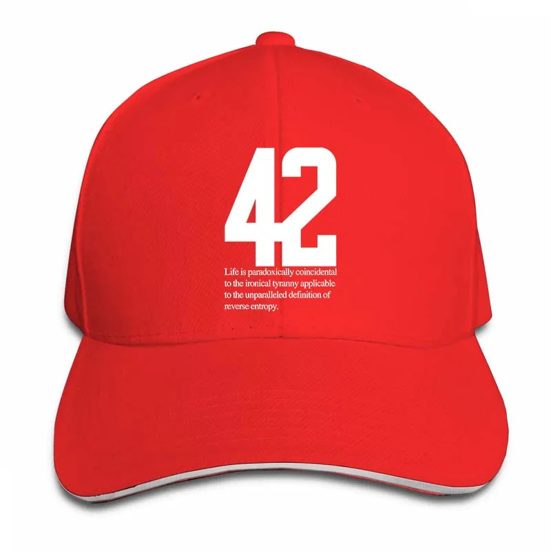 Номер 42, бейсболка с автостопом, хлопок, премиум класса, Дуглас Адамс, бейсболка для мужчин и женщин, бейсболки, Регулируемая Кепка - Цвет: 2-Red