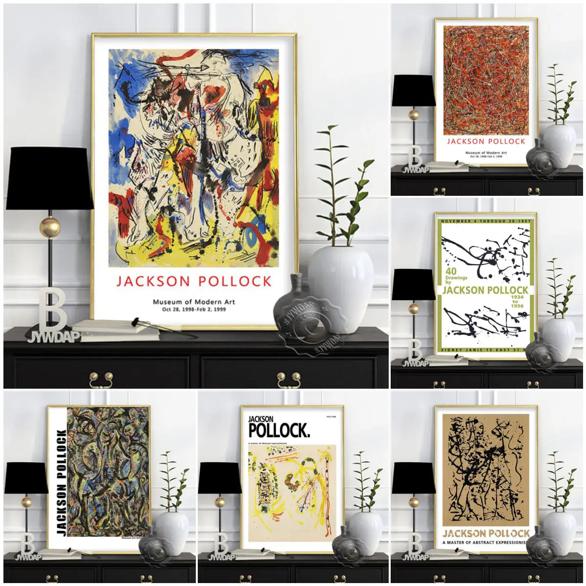 

Jackson Pollock Expressionism Poster, Jackson Vintage Abstract Wall Art, Pollock Exhibition Museum Prints Poster, Retro Art