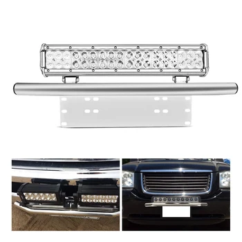 

Silver Led Light Bar Mounting & Front License Plate Frame Bracket Holder for Off-Road Lights Led Work Lamps Lighting Bars