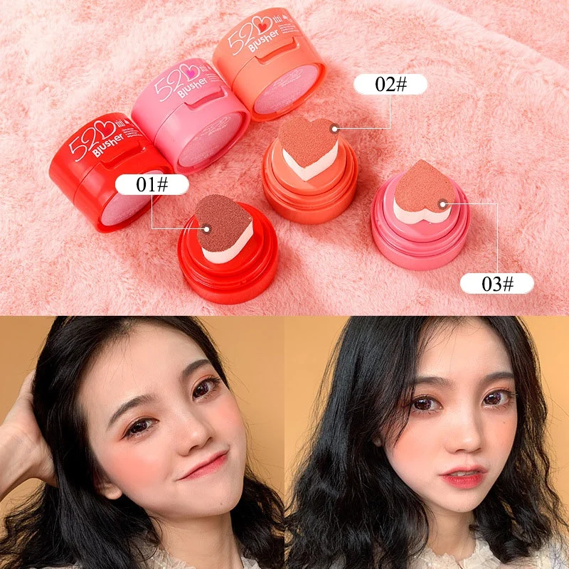 

NEW Waterproof Long Lasting air cushion seal blush cream contour makeup palette Heart blusher palette orange peach color