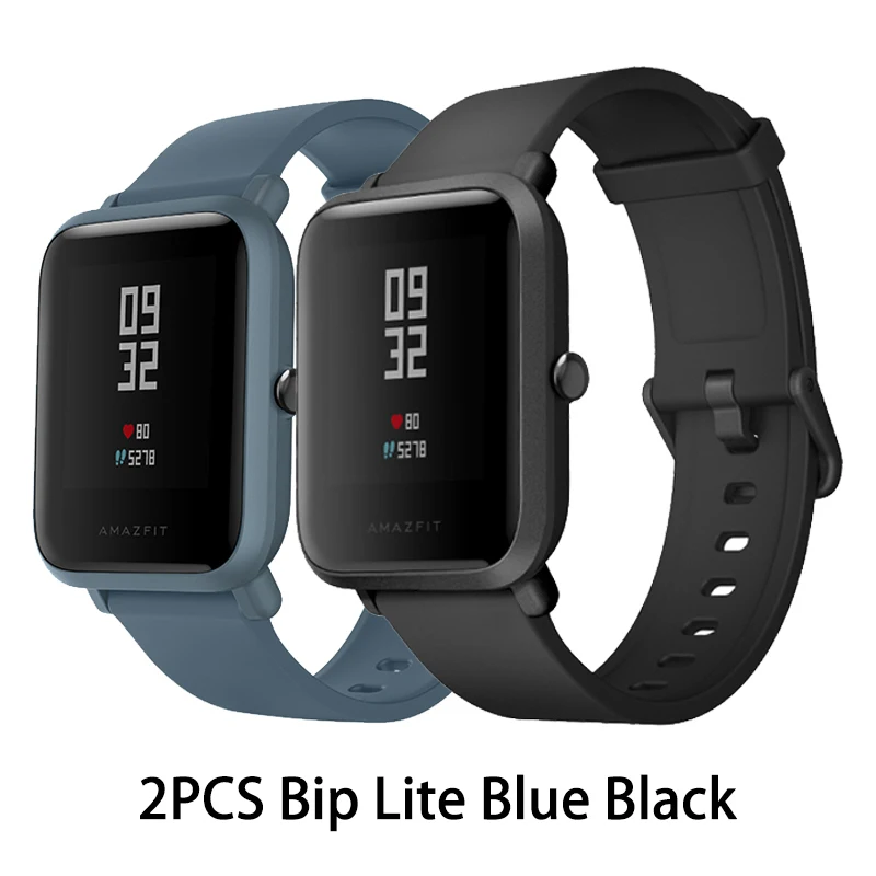 Глобальная версия Amazfit Huami Bip Lite 2 оригинальные Смарт-часы gps 45 дней батарея глонесс сердечного ритма HUAMI Smartwatch - Цвет: black add blue