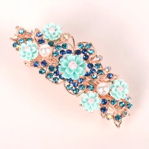 Colorful Flowers Rhinestone Hairpins Retro Women's Hollow Out Crystal  Hair Comb Hairpin Fashion Hair Accessories Headdress