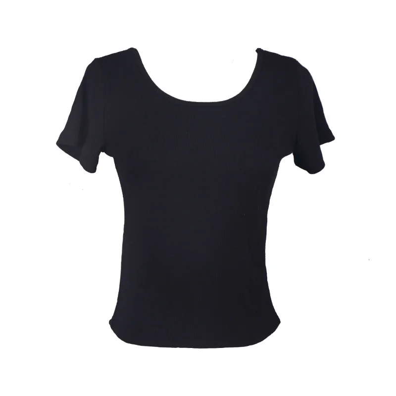 black Zhangyunuo, Спортивная футболка, открытая спина, для йоги, укороченный топ, Mujer, быстросохнущая, женская рубашка для йоги, для тренировок, бега, облегающая, с короткими рукавами - Цвет: black