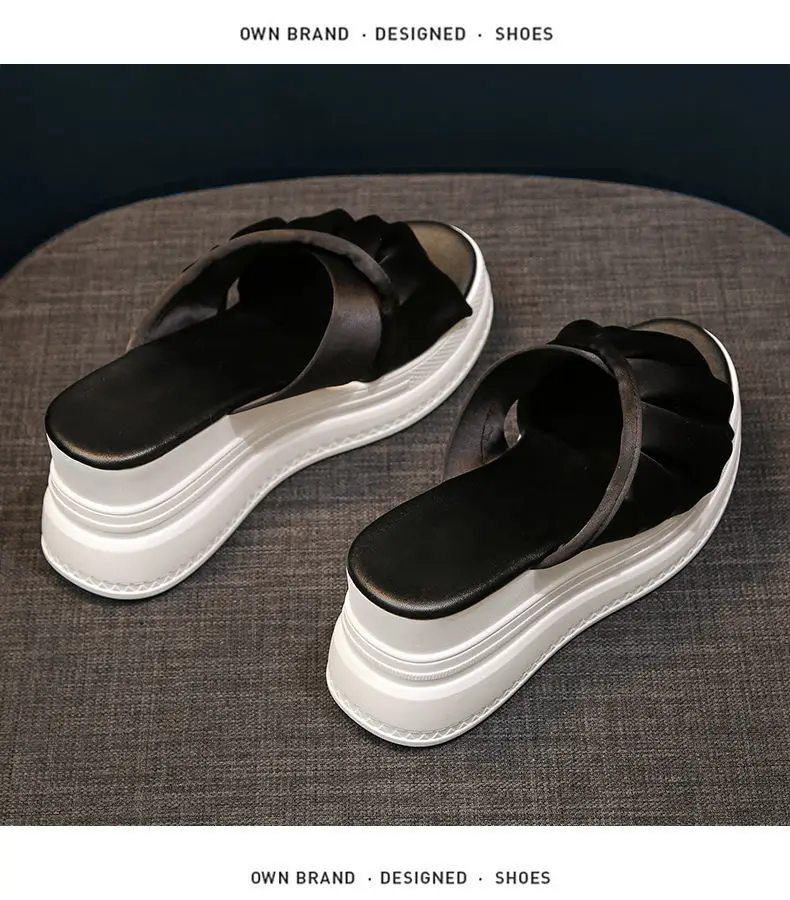 moda sapatos de plataforma de sola grossa chinelos de salto alto