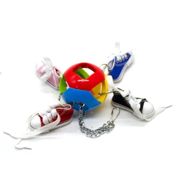 

Parrot toy bird toy bell ball + mini sneakers bite string hanging string hanging string four color small shoes climbing nibble