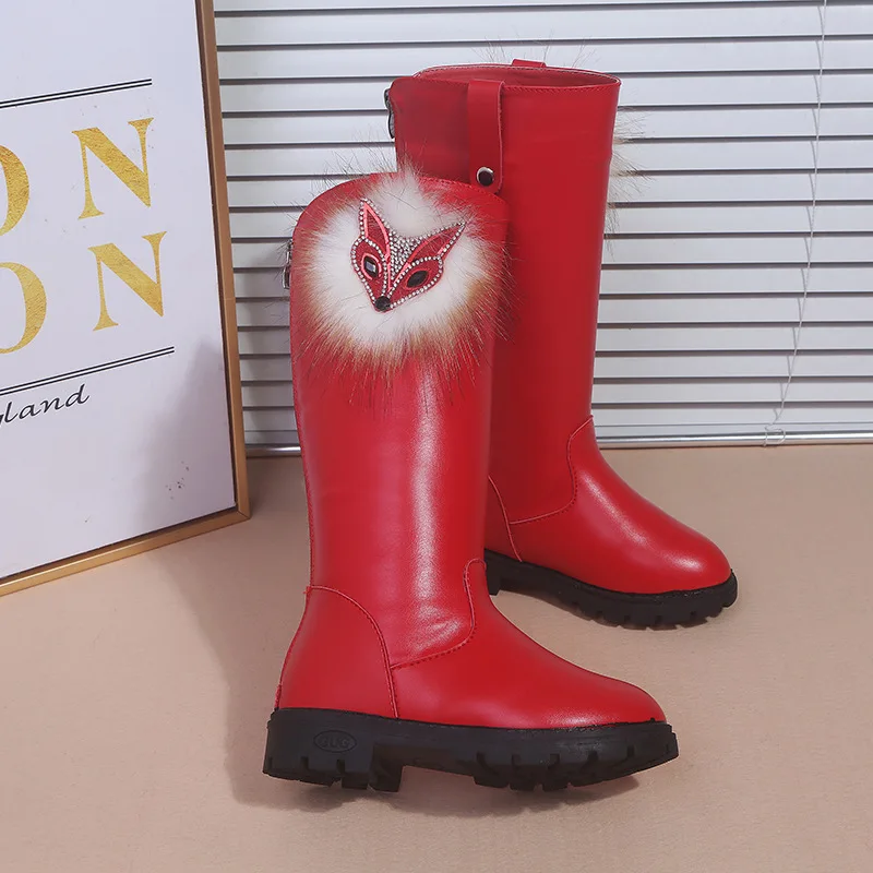 718 Red Г. Осень-зима, новые детские ботинки из PU искусственной кожи для девочек модная классическая нескользящая обувь высокие детские ботинки принцессы Размер 27-37 - Цвет: 718 Red