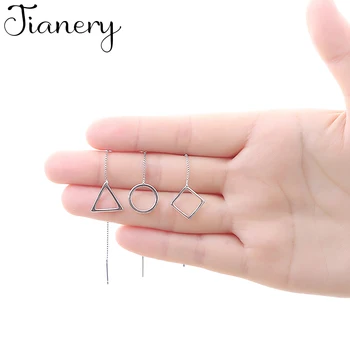 

JIANERY Bohemian Vintage 925 Sterling Silver Long Circle Earrings For Women Girls Brincos Boho Fashion Jewelry