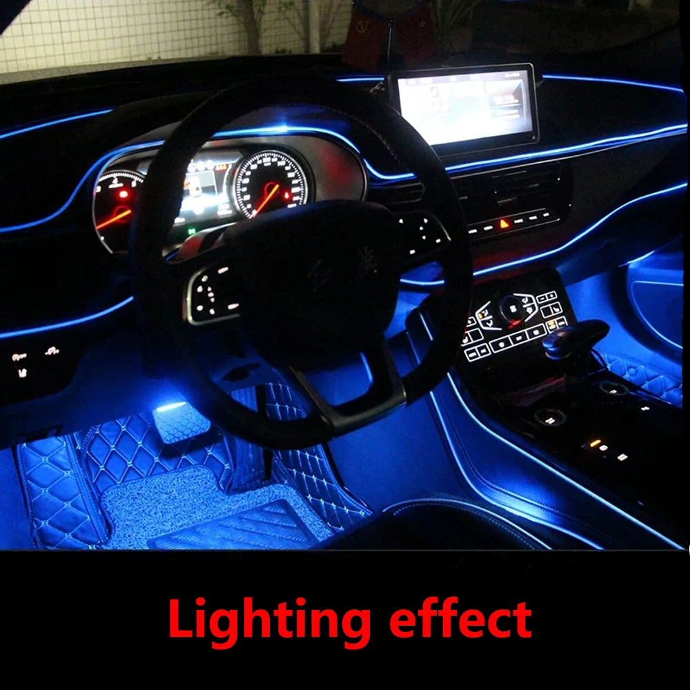 Автомобильная RGB Светодиодная лента, интерьерный светильник, многоцветная холодная линия, Гибкая Музыкальная атмосферная лампа, звуковая активная функциональная полоса, светильник ing