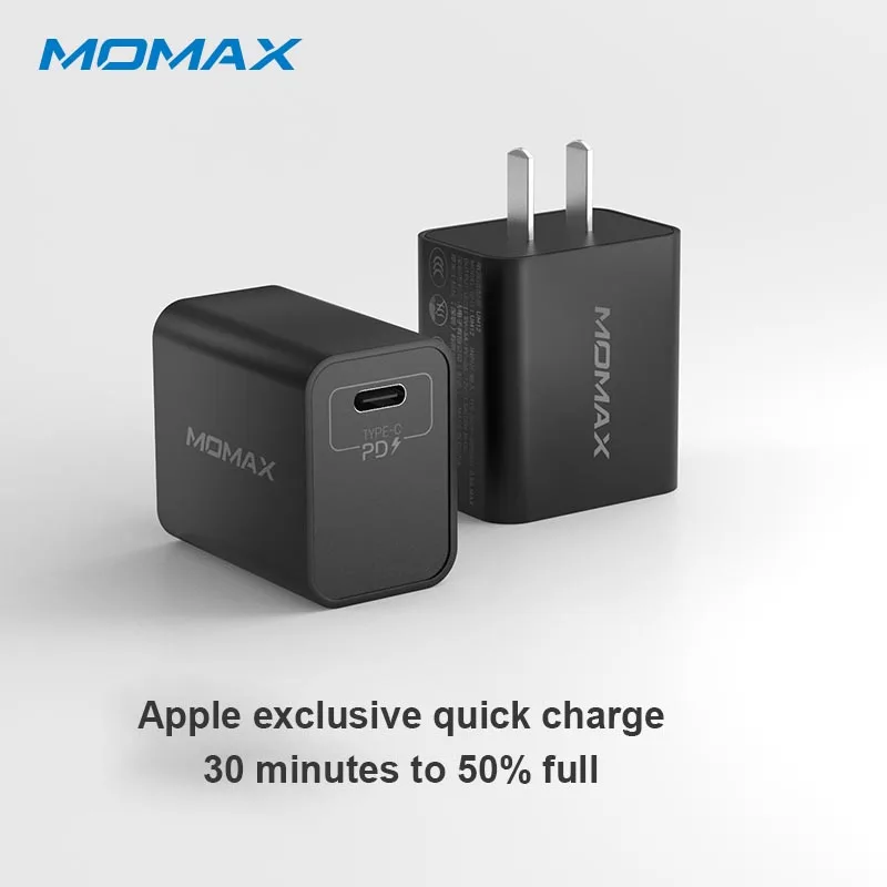 Зарядное устройство MOMAX UM12 PD, быстрая зарядка, головка Apple, совместимая с головкой android type-c, сертификация 3C, умное зарядное устройство 18 Вт