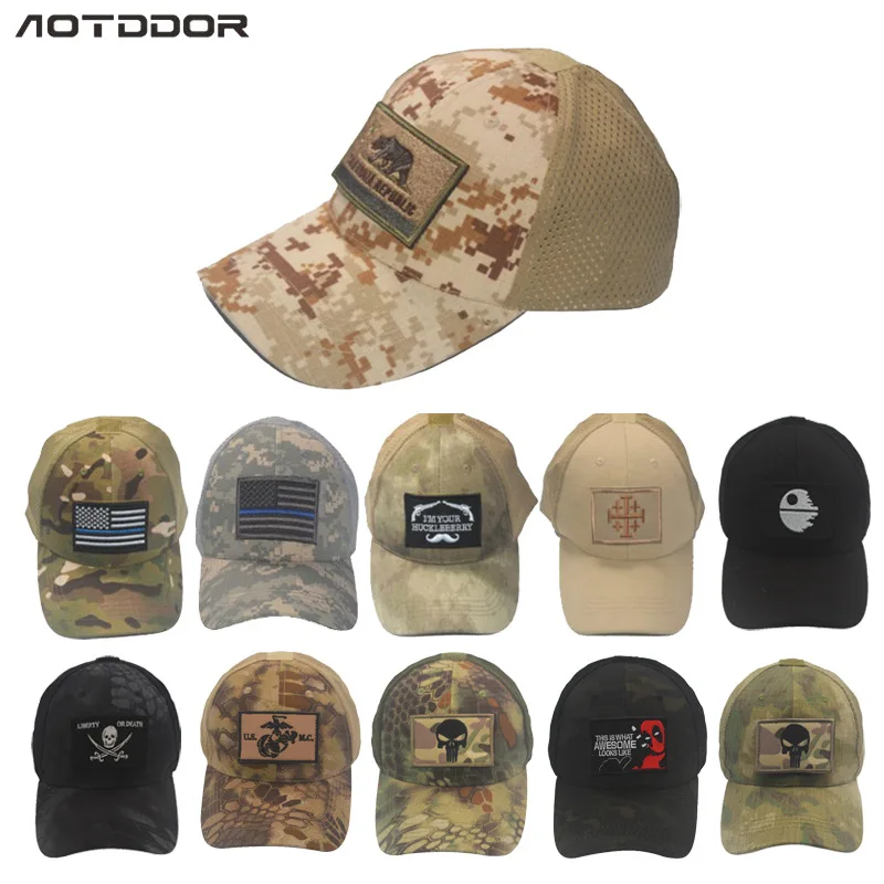 

Summer Outdoor Mesh Breathable Sun-resistant Hat Tactical Velcro Cool Baseball Cap