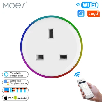 

UK WiFi Smart Plug Outlet Wireless Power Socket Smart Life/Tuya App Remote Control Work with Alexa Google Home No Hub Required
