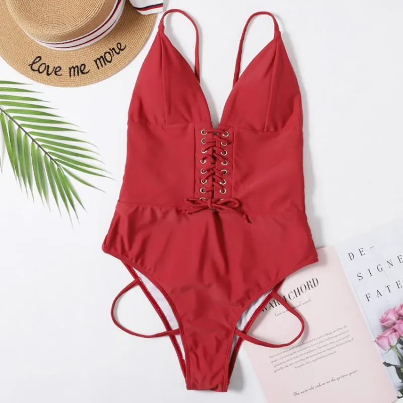 MITALEE, глубокий v-образный вырез, Женский сдельный купальник, Одноцветный купальник, женский боди, купальник, бикини, пляжная одежда, бандаж, монокини, бикини