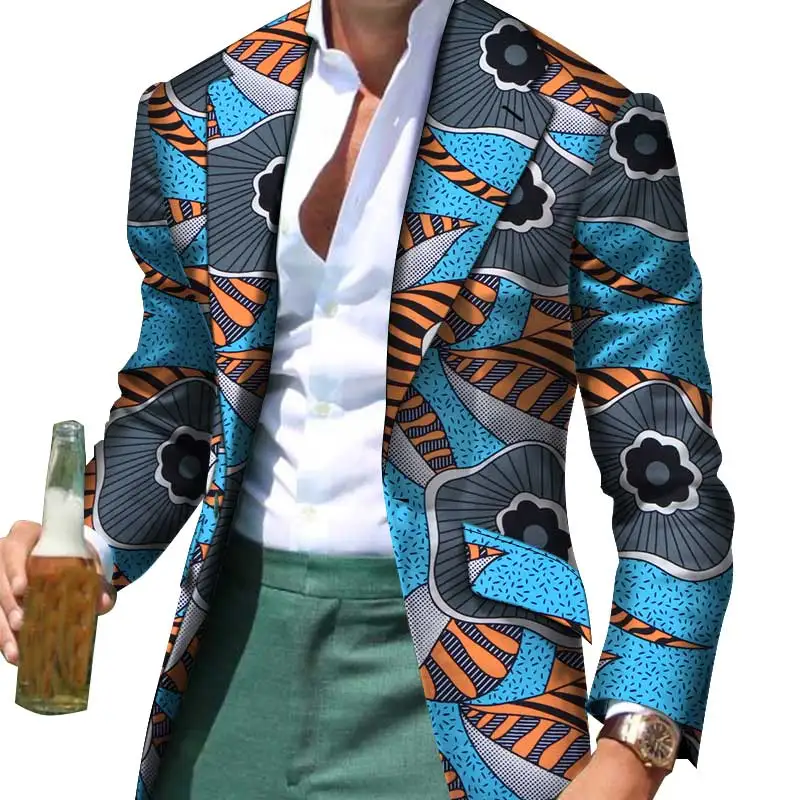 Африканская Мужская одежда, умный Повседневный приталенный нарядный костюм, Блейзер, пиджак, деловое пальто, Дашики, вечерние, свадебные WYN530
