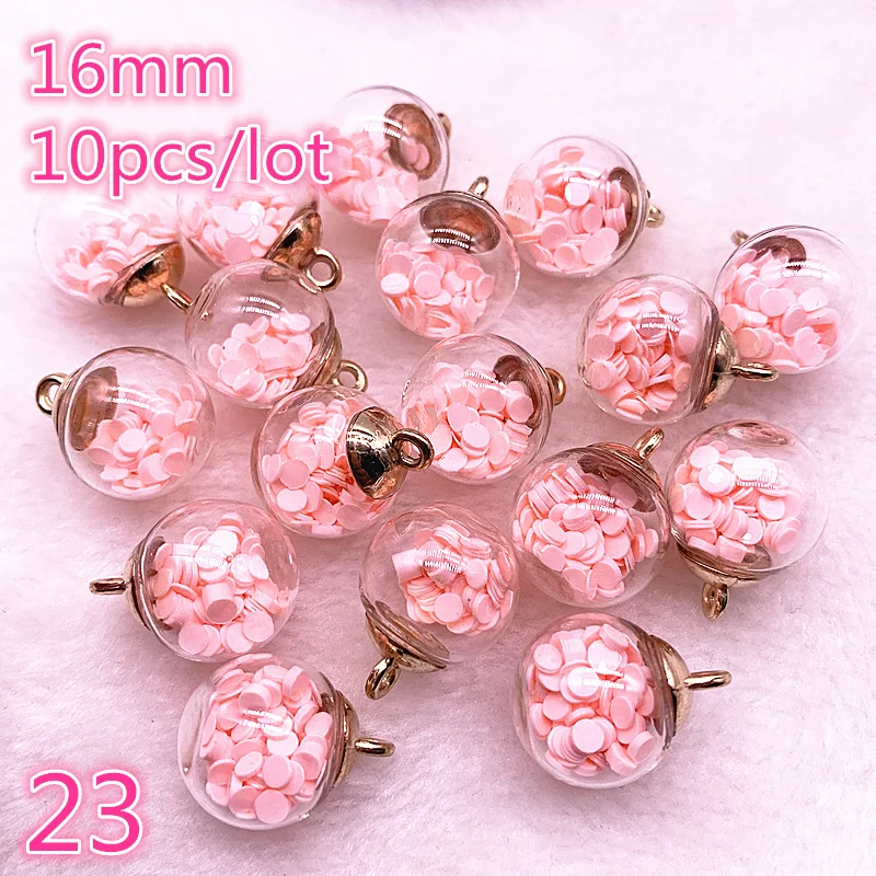 

Wholesale 16mm Colorful Transparent Ball Glass Star/Round Charms Pendant Find Hair Accessories Jewelry Charms Earring #23