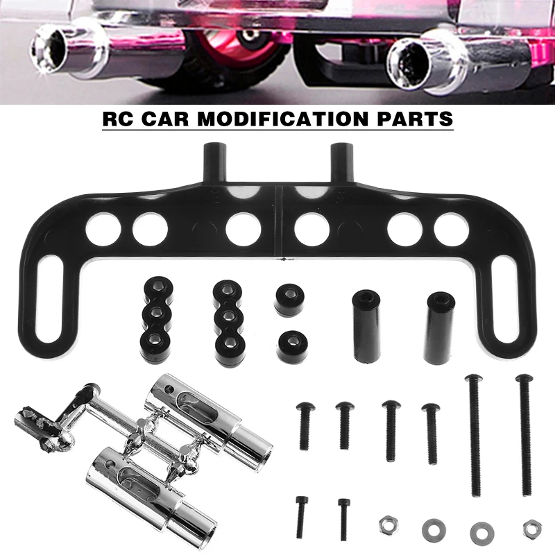 

1 set Metal 1/10 RC Car Model Modification Parts Dual Exhaust Pipe License Plate Rack RC Car Accessories