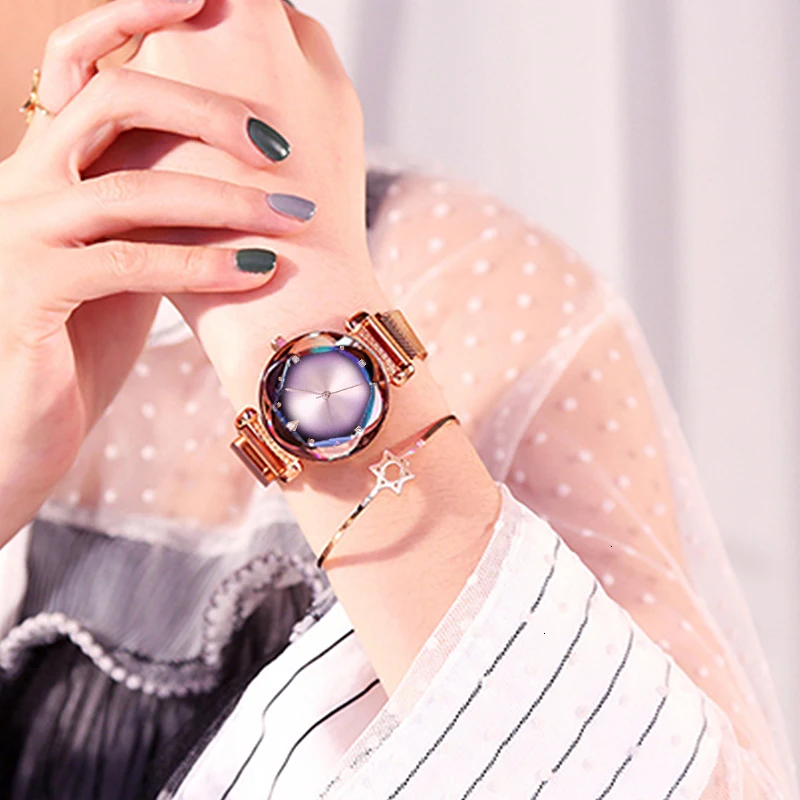 Лидер продаж женские часы с магнитной пряжкой градиентного цвета роскошные женские модные наручные часы для подарка