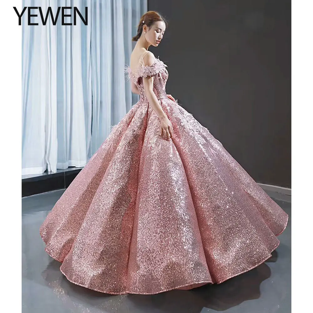 Роскошное дубайское свадебное платье бальное платье Vestido de noiva кружевная Иллюзия аппликации Милое Свадебное платье невесты YeWen