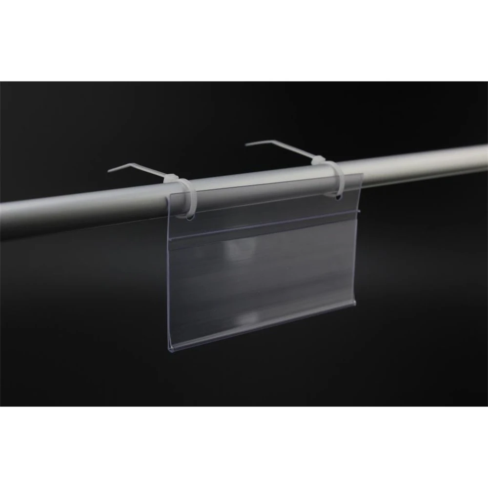Wire Basket Price Talker Data Strip Pipe Lock Double Loop Hanging Label Tag Holder Plastic Scan Frame Name Card Case Price Sign - Wire basket label holder