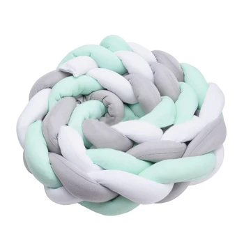 

Baby Crib Bumper Knotted Braided Plush Nursery Cradle Decor Newborn Gift Pillow Cushion Junior Bed Sleep Bumper (4 Meters, White