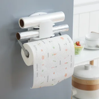 

Multi-fucntion kitchen roll paper shelf wrap film Holder Bathroom Toilet Tissue Shelf Organizer Kitchen Storage Rack Adjustable