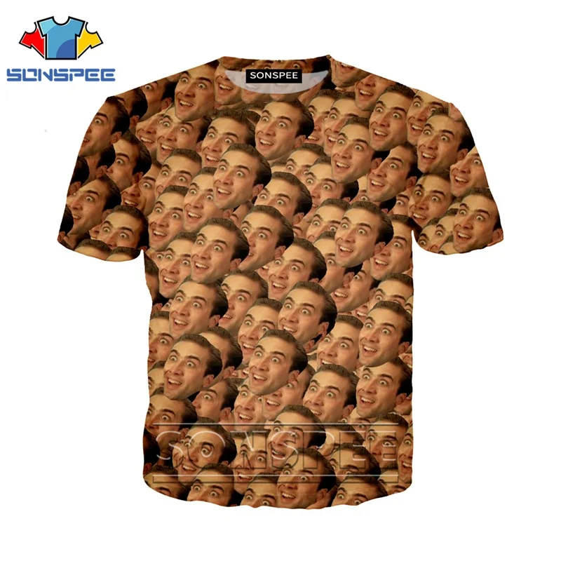 Футболка с 3d принтом Аниме Мужская и женская модная футболка Nicolas Cage Crazy Funny Stare kid Harajuku, футболки, Забавные футболки homme, футболка A64 - Цвет: 16