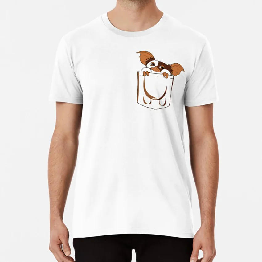 Gizmo карманная футболка gizmo guismo guizmo gismo gremlins фильм плюс карман poche - Цвет: Белый