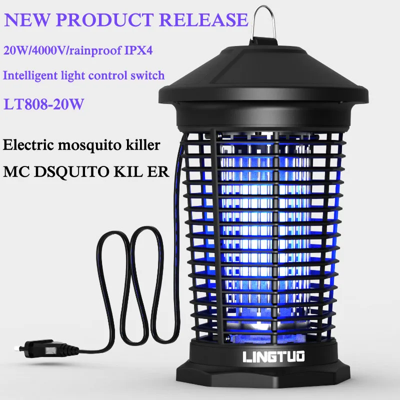 Nearcam20W Mosquito Killer Rainproof 4000V Shock Elettrico Mosquito Killer Mosquito Trapper Garden Outdoor Pest Killer Lamp