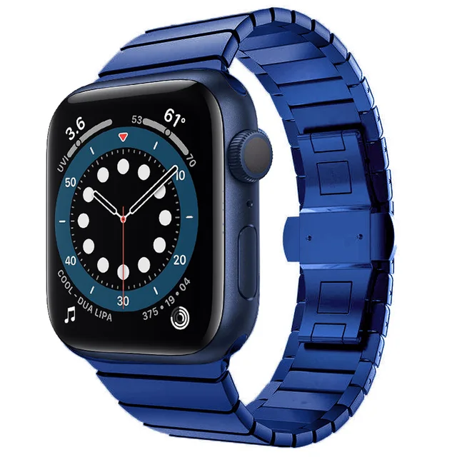 Stainless Steel Strap For Apple Watch Band 44mm 40mm Man Metal Butterfly Link Bracelet For Iwatch Series 6 SE 5 4 3 2 42mm 38mm Blue