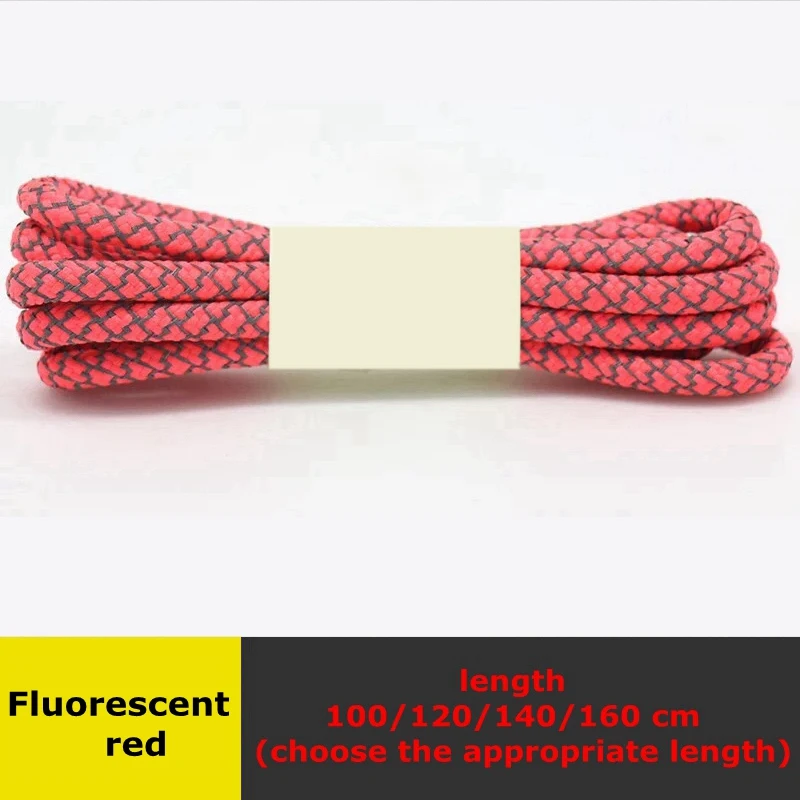 Fluorescent red 1 пара 3 м светоотражающие шнурки круглые шнурки для кроссовок флуоресцентная обувь на шнурках; модные блестящие шнурки Длина 100/120/140/160 см - Цвет: Fluorescent red