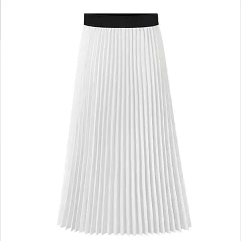 Ретро Женская юбка весна осень Ретро Женская высокая талия плиссированная одноцветная до колена эластичная Сексуальная Туника Юбка размера плюс M272