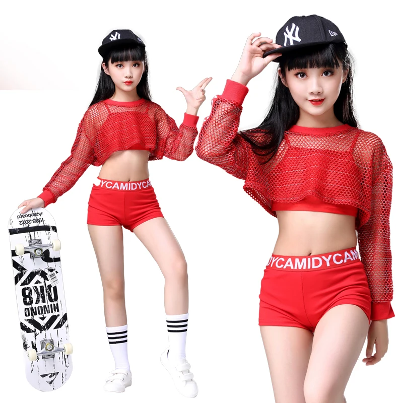 

Детская повседневная одежда для чирлидинга 2021, красная одежда для соревнований, футболка без рукавов + шорты, красная рубашка для девочек, одежда для джазовых танцев