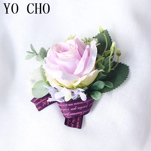 wrist corsage-B YO CHO дропшиппинг корсаж Шелковая Роза украшение для свадьбы цветок DIY Выпускной свадебное украшение ручной работы на запястье цветок качество жениха бутоньерка - Цвет: wrist corsage-B