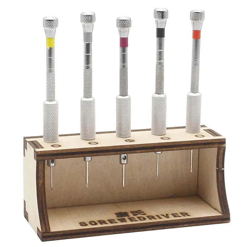 1 Set Stainless Steel Watch Screwdriver Flat and Cross Blade From 0.8Mm To 1.6Mm with Stand