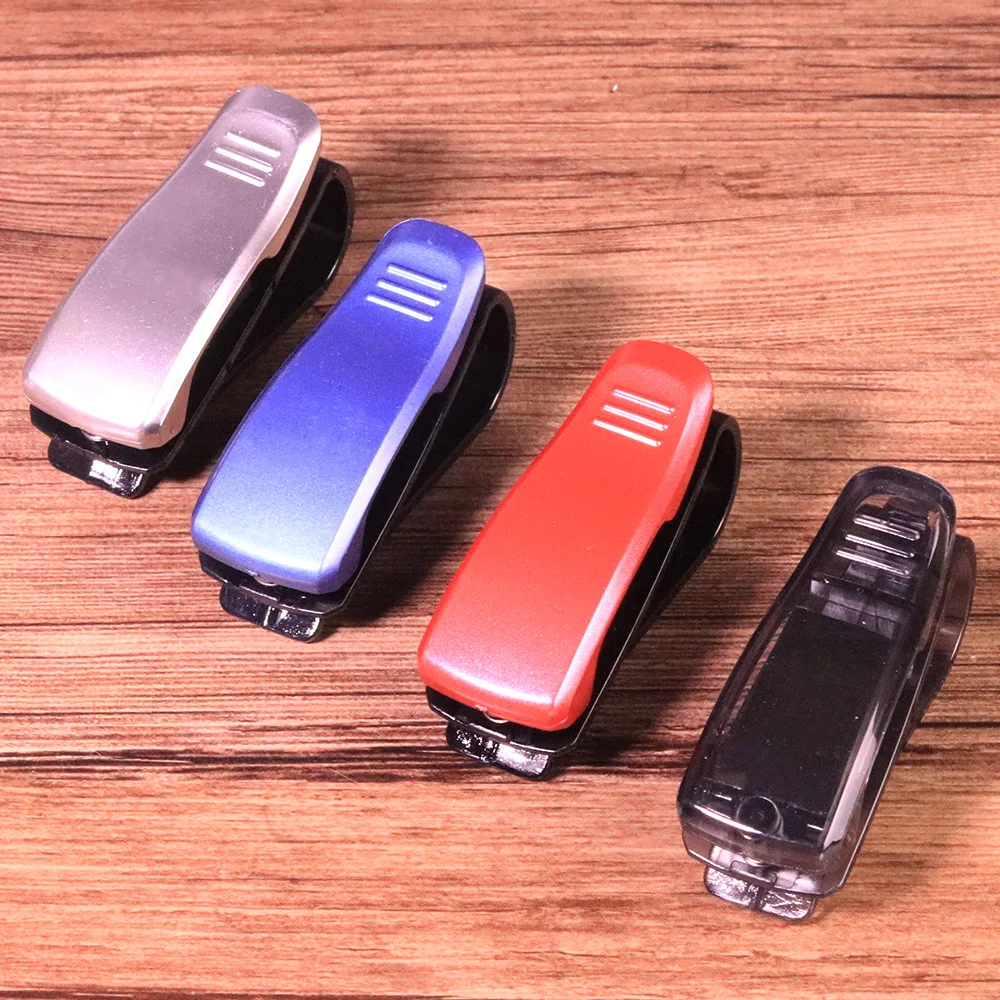 1Pc Sun Visor Sunglasses Eyeglasses Glasses Holder Clip Hanger Ticket Card Clip Fastener Holder Auto Car Interior Accessories  (4)