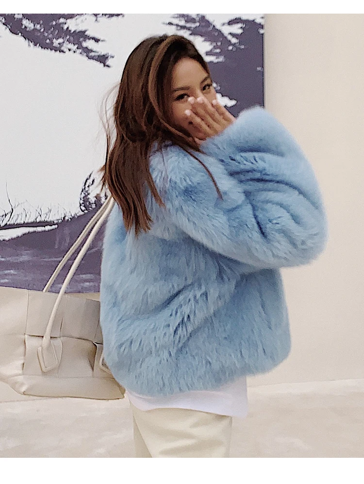 2022 New Real Fox Fur Coat for Women Winter Fashion Natural Full Pelt Genuine Fox Fur Jackets With Lapel Collar Luxury Overcoats