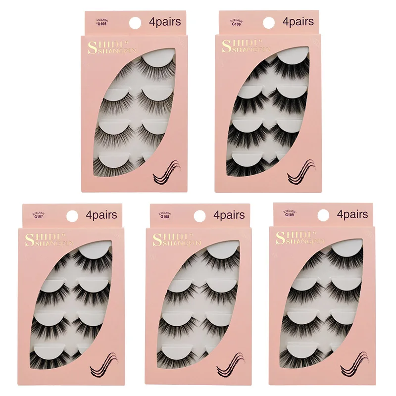 

4 Pairs 3D Mink Eyelashes 15mm Lashes 3D Mink Fake Eyelash Extension Make Up Cilios Natural Fluffy Faux Mink Lashes Faux Cils