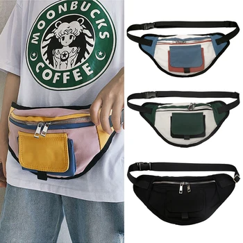 

Fashion Canvas Waist Packs Girls Crossbody Bags 2019 Luxury Candy Color Women's Messenger Bag Ladies Samll Girls Chest Bag
