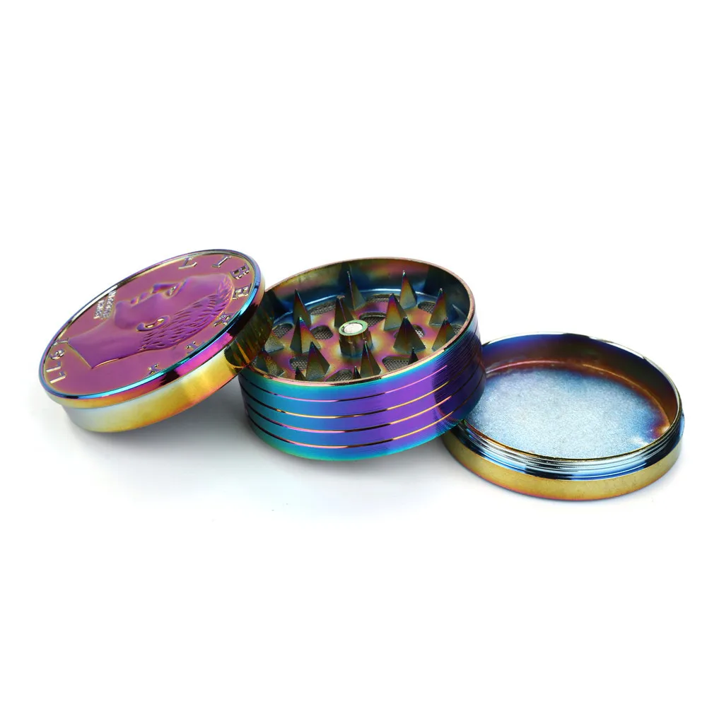Multicolor Измельчитель табака, сигареты Творческий 3-х слойные 50 мм и трав, мельница для специй из золотистого металла Тип травяной травы измельчитель табака K905 - Цвет: Multicolor