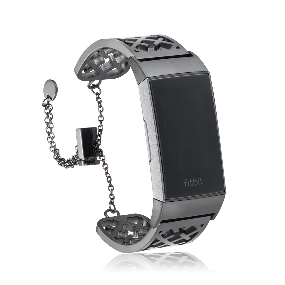 Fitbit Chart 3 ремешок специальный Х-образный полый ремешок модный металлический женский браслет из нержавеющей стали - Цвет ремешка: black