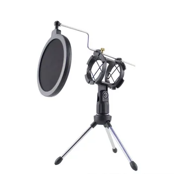 

Newest Mic Microphone Scissor Suspension Arm Stand and Table Mounting Clamp Filter Windscreen Shield Metal Mount Kit