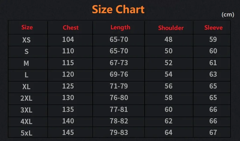 外贸：鲨鱼皮软壳上衣XS-5XL尺码表